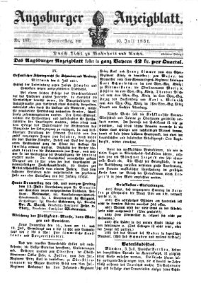 Augsburger Anzeigeblatt Donnerstag 10. Juli 1851