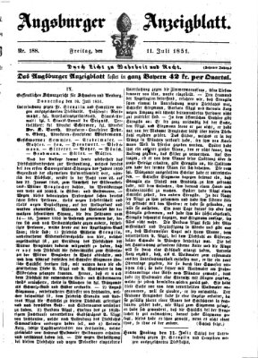 Augsburger Anzeigeblatt Freitag 11. Juli 1851