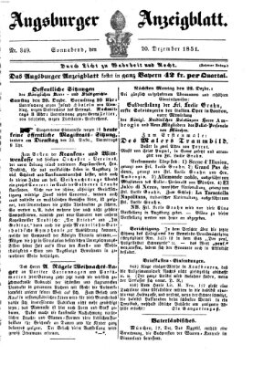 Augsburger Anzeigeblatt Samstag 20. Dezember 1851