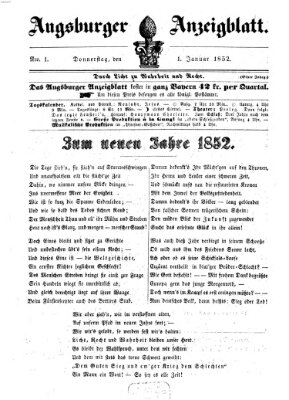 Augsburger Anzeigeblatt Donnerstag 1. Januar 1852