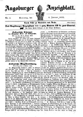 Augsburger Anzeigeblatt Sonntag 4. Januar 1852