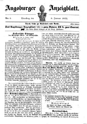 Augsburger Anzeigeblatt Dienstag 6. Januar 1852