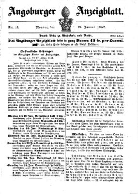 Augsburger Anzeigeblatt Montag 19. Januar 1852