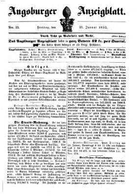 Augsburger Anzeigeblatt Freitag 23. Januar 1852