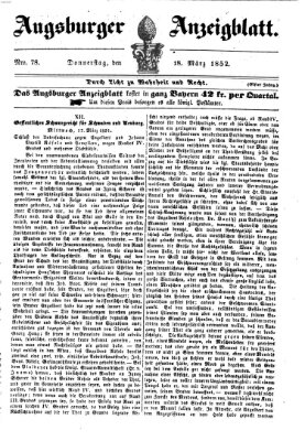 Augsburger Anzeigeblatt Donnerstag 18. März 1852