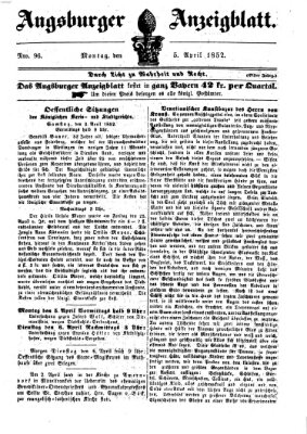 Augsburger Anzeigeblatt Montag 5. April 1852
