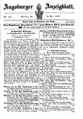 Augsburger Anzeigeblatt Montag 24. Mai 1852