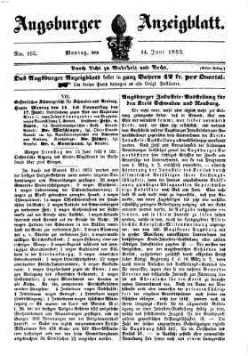 Augsburger Anzeigeblatt Montag 14. Juni 1852