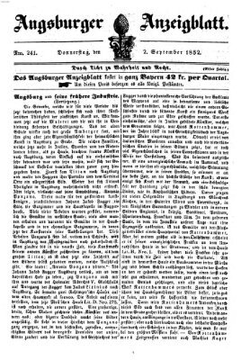 Augsburger Anzeigeblatt Donnerstag 2. September 1852