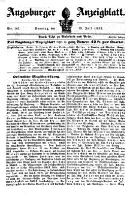 Augsburger Anzeigeblatt Sonntag 10. Juli 1853
