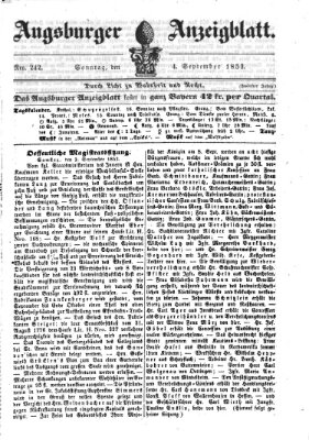 Augsburger Anzeigeblatt Sonntag 4. September 1853