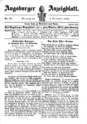 Augsburger Anzeigeblatt Mittwoch 2. November 1853