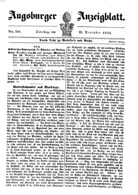Augsburger Anzeigeblatt Dienstag 29. November 1853