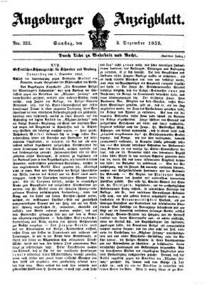 Augsburger Anzeigeblatt Samstag 3. Dezember 1853