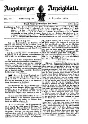 Augsburger Anzeigeblatt Donnerstag 8. Dezember 1853