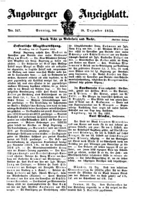 Augsburger Anzeigeblatt Sonntag 18. Dezember 1853