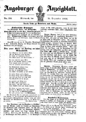 Augsburger Anzeigeblatt Mittwoch 21. Dezember 1853
