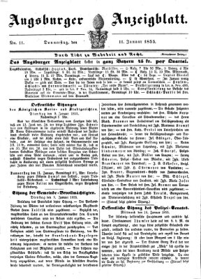 Augsburger Anzeigeblatt Donnerstag 11. Januar 1855