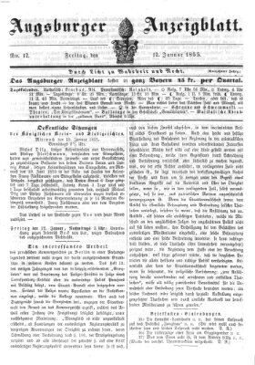 Augsburger Anzeigeblatt Freitag 12. Januar 1855