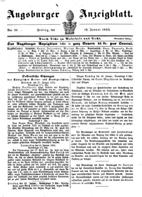 Augsburger Anzeigeblatt Freitag 19. Januar 1855