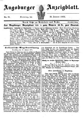 Augsburger Anzeigeblatt Sonntag 28. Januar 1855