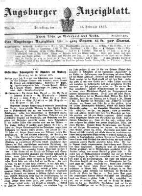 Augsburger Anzeigeblatt Dienstag 13. Februar 1855