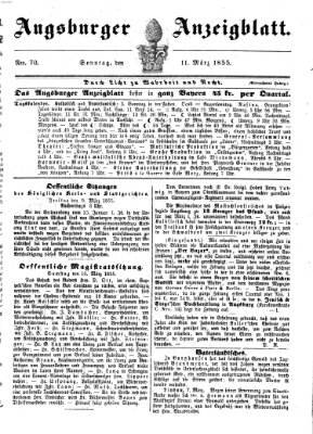 Augsburger Anzeigeblatt Sonntag 11. März 1855