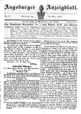 Augsburger Anzeigeblatt Mittwoch 28. März 1855