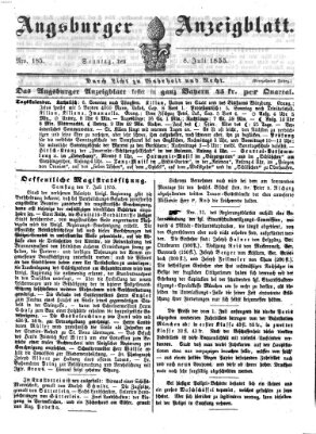 Augsburger Anzeigeblatt Sonntag 8. Juli 1855