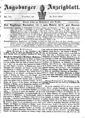 Augsburger Anzeigeblatt Dienstag 24. Juli 1855