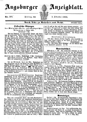 Augsburger Anzeigeblatt Freitag 5. Oktober 1855