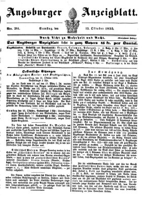 Augsburger Anzeigeblatt Samstag 13. Oktober 1855