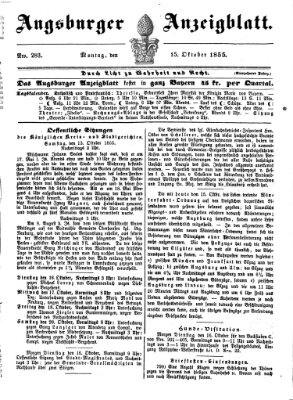 Augsburger Anzeigeblatt Montag 15. Oktober 1855