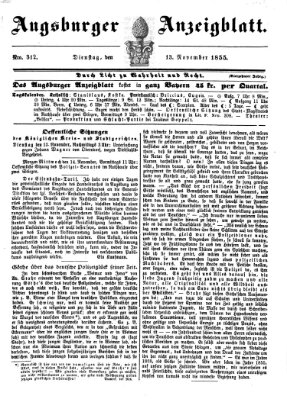 Augsburger Anzeigeblatt Dienstag 13. November 1855