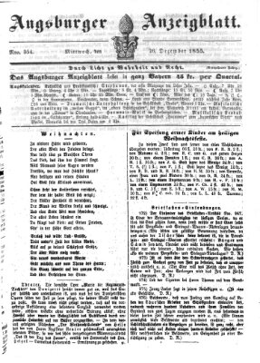 Augsburger Anzeigeblatt Mittwoch 26. Dezember 1855