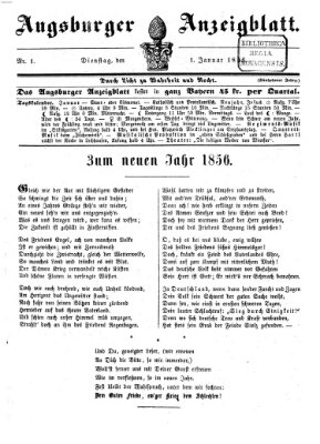 Augsburger Anzeigeblatt Dienstag 1. Januar 1856