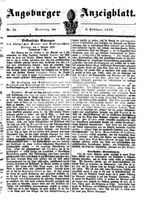 Augsburger Anzeigeblatt Sonntag 3. Februar 1856