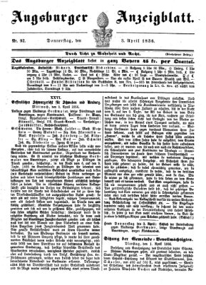 Augsburger Anzeigeblatt Donnerstag 3. April 1856