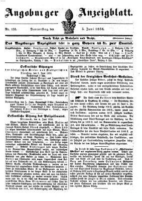 Augsburger Anzeigeblatt Donnerstag 5. Juni 1856