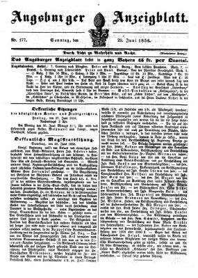 Augsburger Anzeigeblatt Sonntag 29. Juni 1856