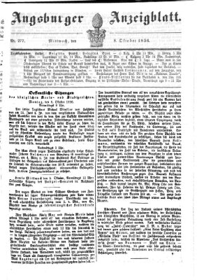 Augsburger Anzeigeblatt Mittwoch 8. Oktober 1856