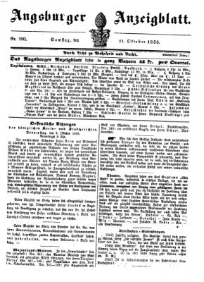 Augsburger Anzeigeblatt Samstag 11. Oktober 1856
