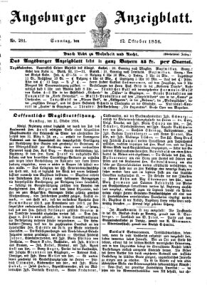 Augsburger Anzeigeblatt Sonntag 12. Oktober 1856