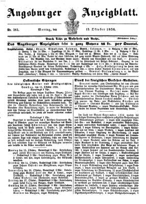 Augsburger Anzeigeblatt Montag 13. Oktober 1856