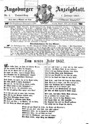 Augsburger Anzeigeblatt Donnerstag 1. Januar 1857