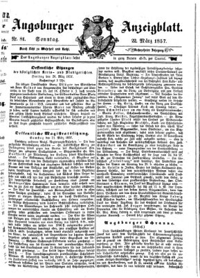 Augsburger Anzeigeblatt Sonntag 22. März 1857