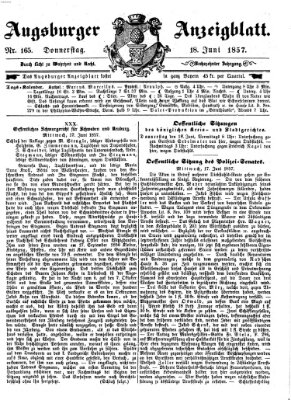 Augsburger Anzeigeblatt Donnerstag 18. Juni 1857