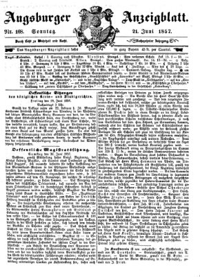 Augsburger Anzeigeblatt Sonntag 21. Juni 1857