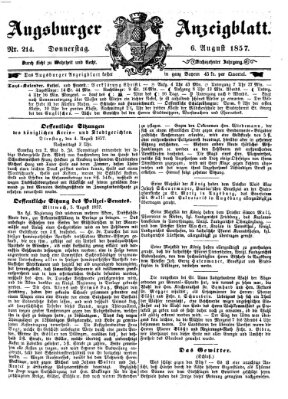 Augsburger Anzeigeblatt Donnerstag 6. August 1857