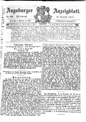 Augsburger Anzeigeblatt Mittwoch 19. August 1857